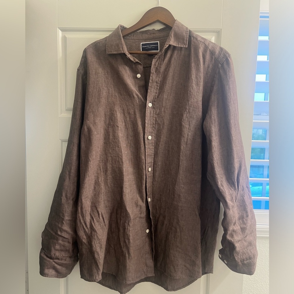 Charles Tyrwhitt Brown Dress Shirt
